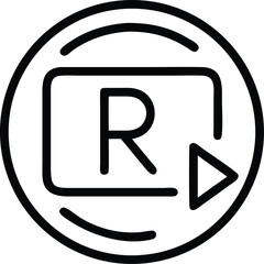 Aufkleber - Vector art of a black and white r logo with an arrow inside a circle is displayed