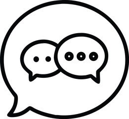 Aufkleber - Vector art of a black and white outline depicts two chat bubbles inside of a larger speech bubble