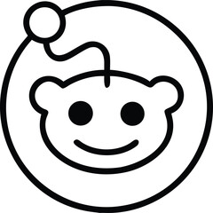Aufkleber - Vector art of a black and white reddit logo depicts an alien head with antenna inside a circle