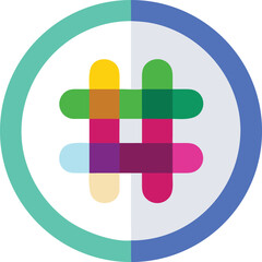 Fototapete - Vector art of the slack logo features a colorful hashtag symbol inside a circle for team communication