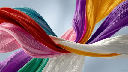 Poster - Colorful piece of fabric with a rainbow pattern. The colors are bright and vibrant, creating a sense of energy and excitement. The image is abstract and artistic