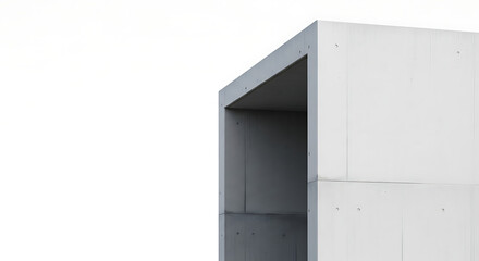 Aufkleber - Abstract view of minimalist structure with strong geometric shapes against the bright white sky.