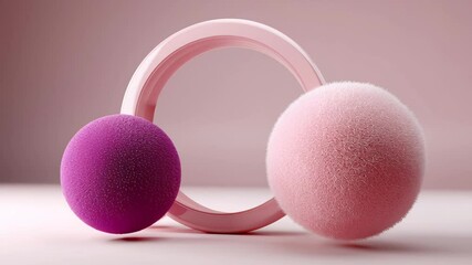 Poster - Pink and purple balls arranged in a circle. The pink ball is in the center and the purple ball is on the left. The arrangement of the balls creates a sense of harmony and balance