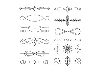 Aufkleber - A collection of decorative line art elements on a white background view