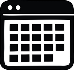 Poster - Simple black and white icon representing a calendar grid with two dots above suggesting a digital interface or schedule