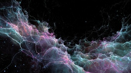 Poster - Abstract neon fractal wallpaper with space - Generative Ai