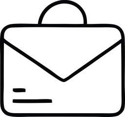 Fototapete - Simple black and white outline drawing of a briefcase or portfolio with a curved handle and two horizontal lines