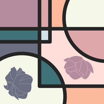 Abstract geometric background with flowers illustration for your graphic design.