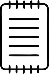 Poster - Simple hand drawn black outline of a notepad with horizontal lines and spiral binding on a white background