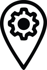Poster - Location pin icon featuring a stylized gear or cogwheel symbol inside for service or industrial navigation