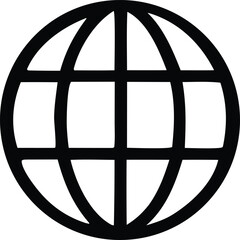 Poster - A simple black and white graphic representation of a globe with intersecting lines creating a grid pattern on its surface