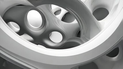 Fototapete - Abstract white background showcasing smooth lines and interconnected shapes for modern design aesthetics, Abstract white background with smooth lines Seamless