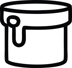 Aufkleber - Simple black and white line art icon of a paint bucket with a drip of paint flowing down its side