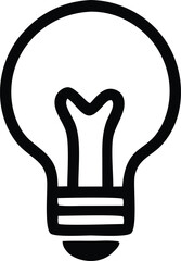 Poster - Simple black and white outline drawing of a classic incandescent light bulb representing ideas and innovation