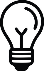 Poster - Simple black and white outline drawing of a classic incandescent light bulb with a filament and screw base