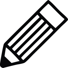 Aufkleber - Simple black and white outline drawing of a pencil with an eraser on a clean white background representing writing and creativity