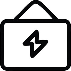 Poster - Simple black and white icon of a document or folder with a lightning bolt symbol inside representing speed or energy