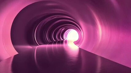 Poster - Explore the vibrant retrowave tunnel with glowing light reflections at dawn, Retrowave tunnel with shiny light 3D render