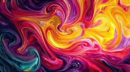 Poster - dynamic swirl of vibrant colors creating a fluid, abstract pattern. The image showcases an energetic and visually stimulating composition, perfect for backgrounds