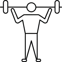 Poster - Line art icon of a man lifting a barbell overhead isolated on transparent background