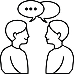 Poster - Two human figures facing each other line art isolated on transparent background