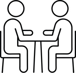 Poster - Line icon of two people sitting at a table having a conversation isolated on transparent background