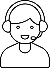 Poster - Minimalist icon of a person wearing a headset isolated on transparent background