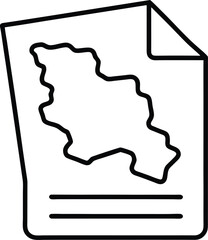 Poster - Outline icon of a document with a country map region isolated on transparent background