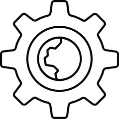 Poster - Outline icon of a gear with a country map inside isolated on transparent background