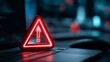© JWS - Digital Warning Signal: Cybersecurity Alert on Screen in Dark Tech Environment