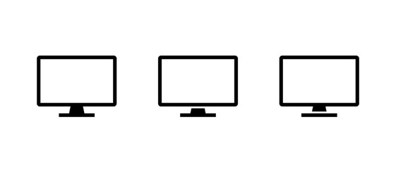 Fototapete - Blank desktop monitor icon set. Computer screen silhouette symbol