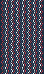 Aufkleber - Background pattern seamless lines zigzag red, white and red color stripes on dark blue background. Chevron geometric seamless pattern.