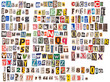 © adimas - Collage of cut-out letters, numbers, and symbols on white.