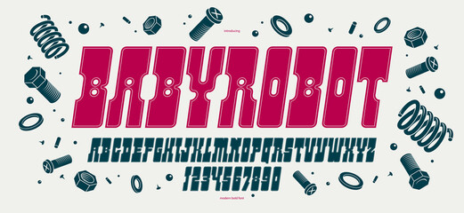 Leinwandbilder - Bold futuristic comics display font for logos and posters, cartoon minimal alphabet letters and numbers typography, robot digital thick futuristic comic typeface design, italic version.