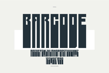 Fototapete - Brutal geometric square and bold and strong vector geometric font for logos and emblems, display typeface for posters, heavy and thick letters alphabet in modern style.