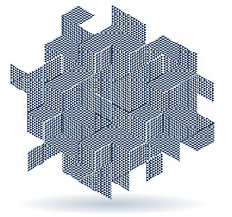 Poster - Isometric 3D cubes vector abstract background, geometric abstraction art modern architecture city buildings theme, cubic shapes and forms composition lowpoly style.
