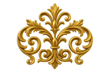 Poster - Golden floral ornament delivering luxurious elegance, enhancing design with sophisticated metallic detail against transparent background