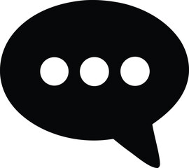 Poster - Simple black speech bubble icon with three white dots inside representing conversation or waiting for a response