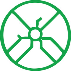 Aufkleber - Abstract green geometric circular design with radiating lines and a central circle representing a stylized flower or sun