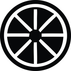 Aufkleber - Abstract geometric design featuring a black circular shape with radiating white lines creating a segmented pattern against a white background