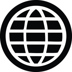 Aufkleber - Simple black and white globe icon with grid lines representing global connectivity and the internet