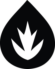Aufkleber - Abstract black and white symbol resembling a stylized leaf or flame within a teardrop shape