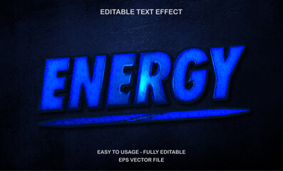 Poster - Energy editable text effect with blue neon glowing style for dynamic headlines