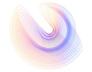 Poster - Abstract circle glow wavy shape on white background isolated. Creative line. deco style for wedding invitation Color Design elements. Wave of many sparkling lines