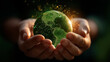 © Wasin Arsasoi - Protecting Our Planet: Hands cradling a glowing green earth. A visual representation of environmental responsibility and conservation. The image's core is a radiant, verdant globe.