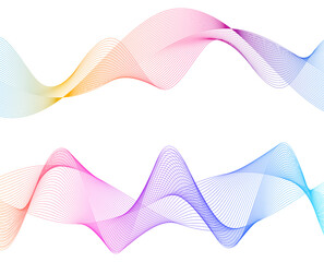 Poster - Wave of many sparkling lines. Abstract circle glow wavy shape on a white background isolated. Design elements.  Creative line art. jpg art deco style for wedding invitation