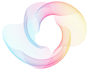 Aufkleber - Wave of many lines circle ring. Abstract vertical wavy stripes on white background isolated. Colourful waves with lines created using Blend Tool jpg Spirals Design elements. 