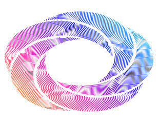 Aufkleber - Design elements. Circle ring rotation. Abstract vertical wavy stripes on white background isolated.  Geometric Lines, Circle of dots, Halftone
