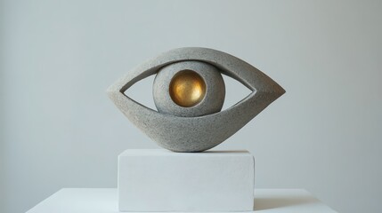 Poster - Modern sculptural representation of an eye with a golden center