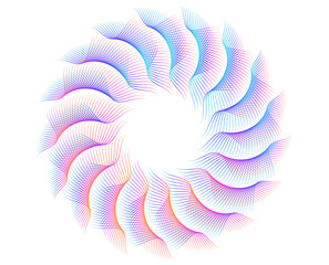 Poster - Wave of many sparkling lines. Abstract circle glow wavy shape on a white background isolated. Creative line art. Design elements art deco style for wedding invitation jpg